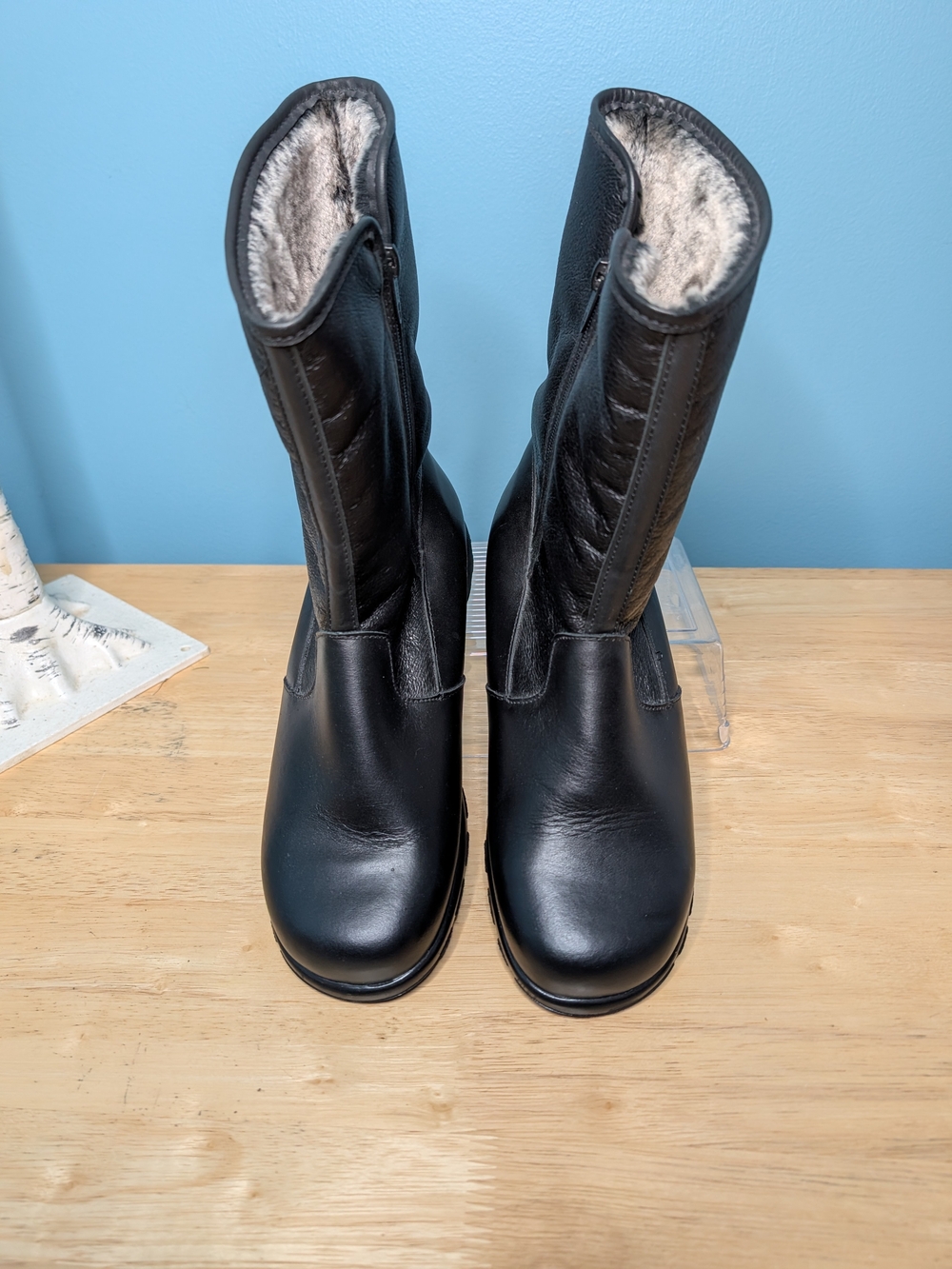 Women's Toe Warmers Shield Black Faux-Fur Lined Mid-Calf Winter Boots
